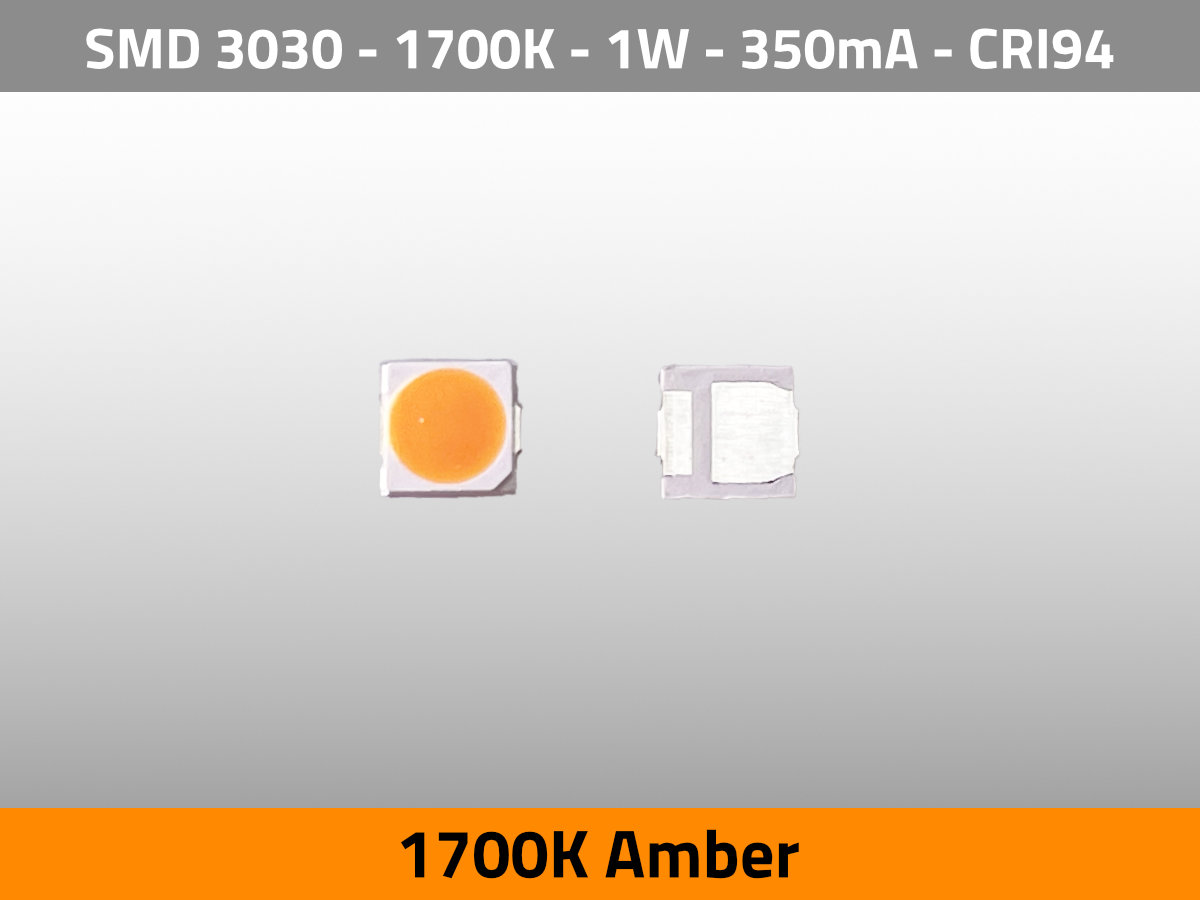 LED SMD 3030 1700K CCT 3V 1W 350mA 75lm CRI94 TLCI85 — Top View