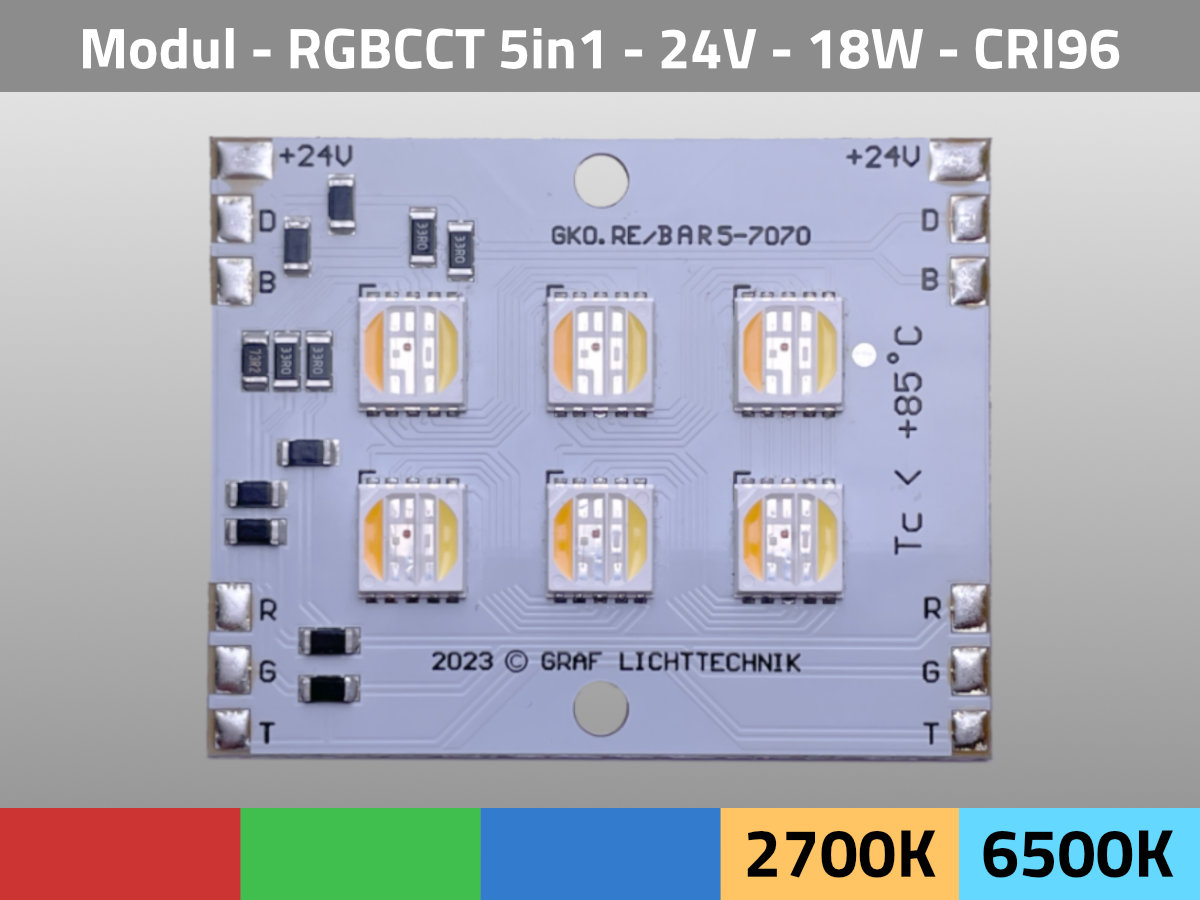 LED Module BAR5-7070 RGB CCT 2700K 6500K 24V 19W — Product Photo