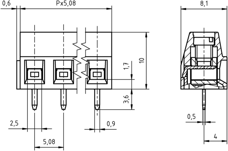 PTR Terminal Block AKZ250 3pin pitch 5.08 50250030001F