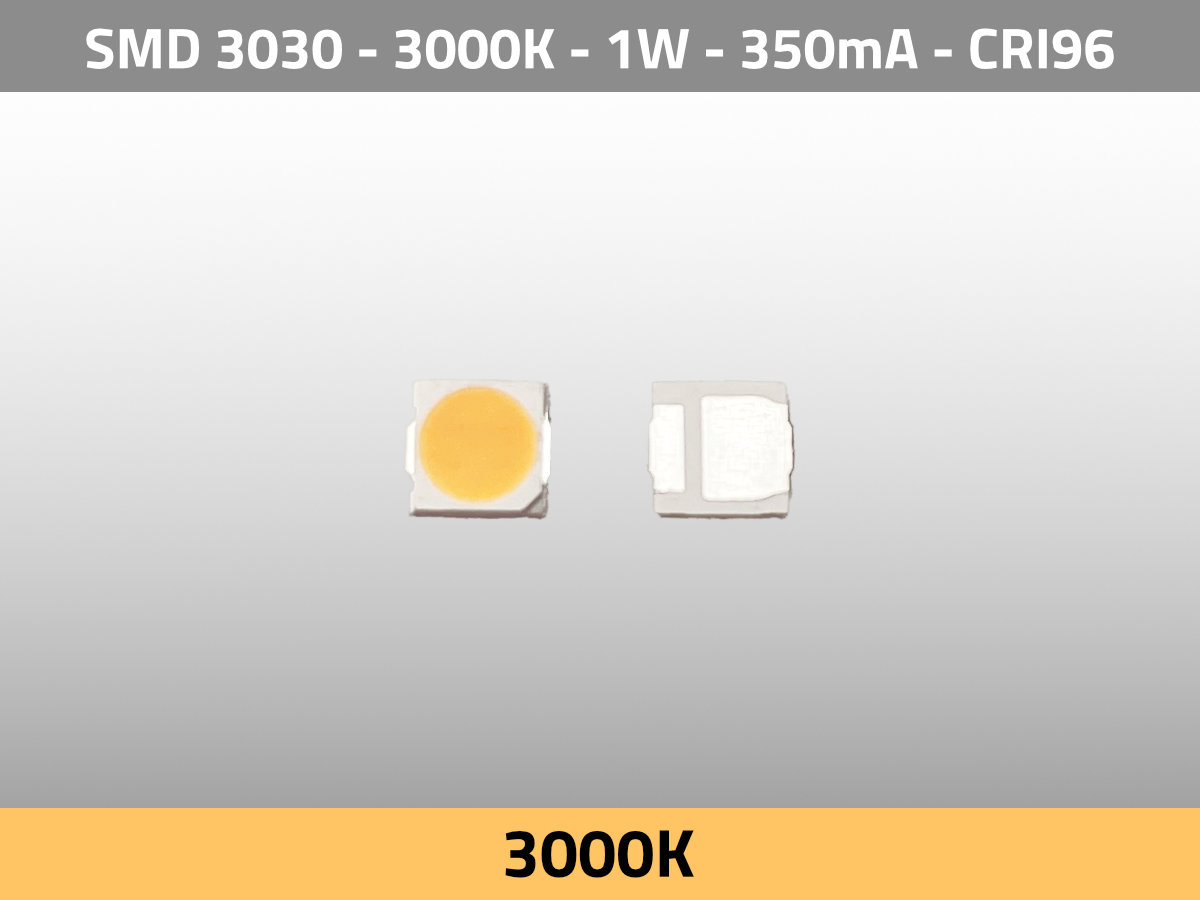LED SMD 3030 3000K CCT 3V 1W 350mA 115lm CRI95 TLCI95 — Top View