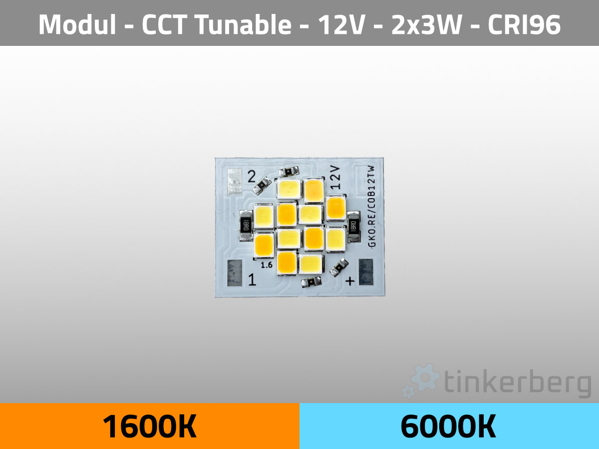 LED Modul COB12 12V 2x3W 1600K 6000K CCT Tunable CRI96 TLCI95 — Product Photo