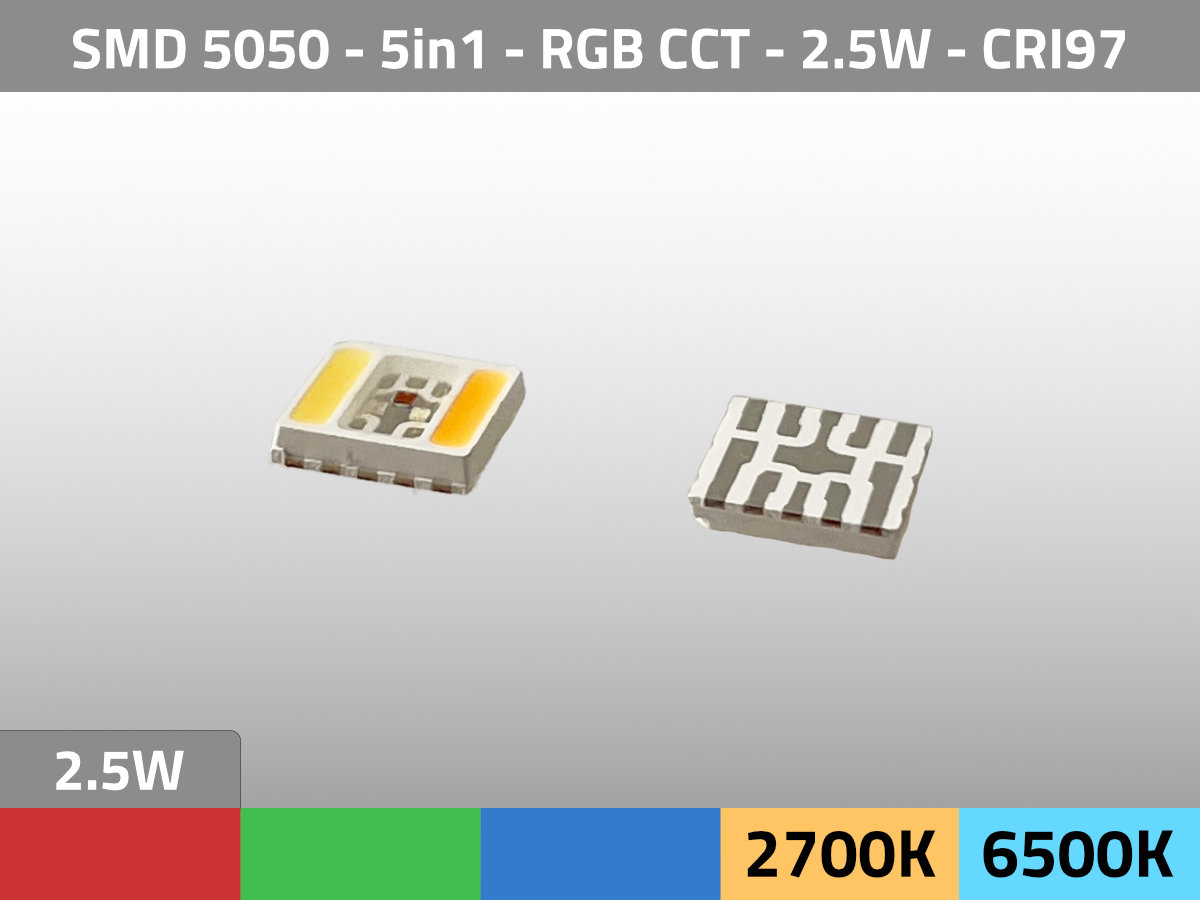 LED SMD 5050 5in1 RGBWW CCT 2700K-6500K 3V 2.5W CRI95