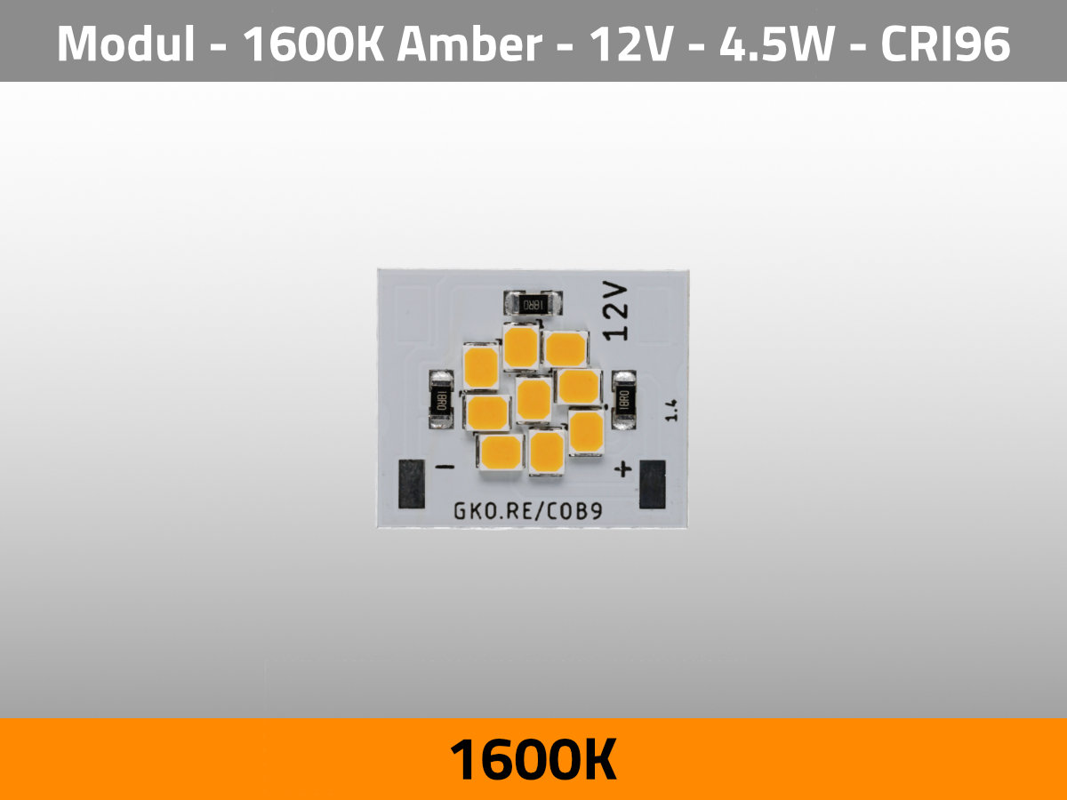 LED Module COB9 12V 4.5W 1600K Amber CRI96