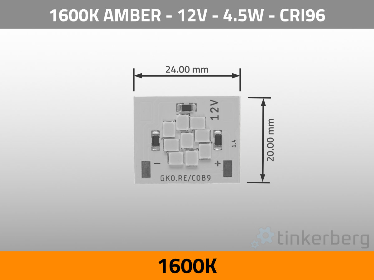 LED Module COB9 12V 4.5W 1600K Amber CRI96