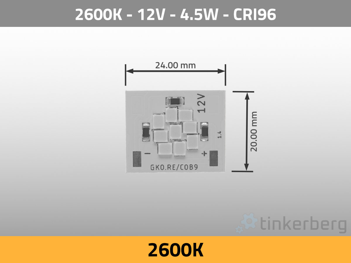 LED Module COB9 12V 4.5W 2600K CRI96 TLCI95