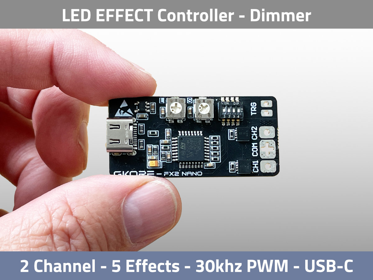 GKORE FX2 nano 2ch LED Effect Controller USB-C — Side View