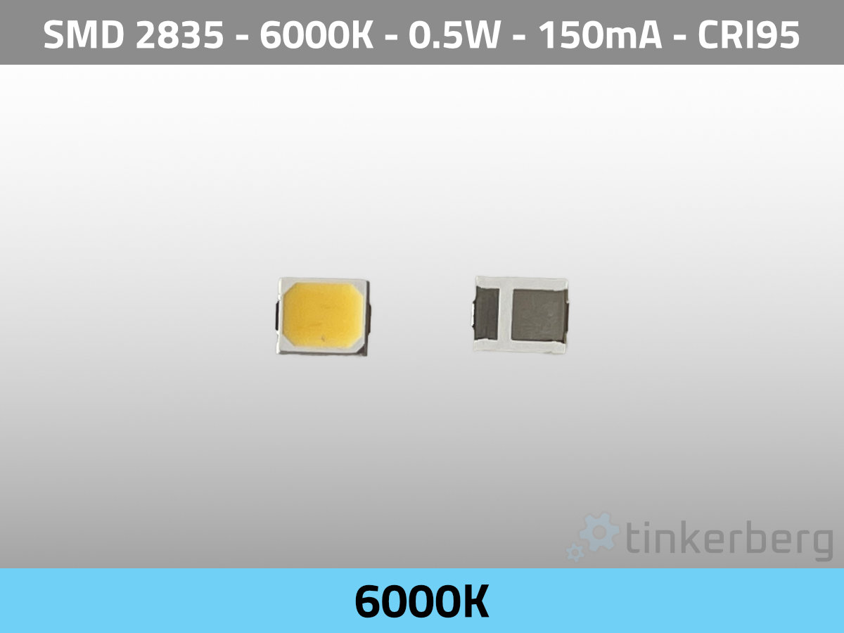 LED SMD 2835 6000K CCT 3V 0.5W 150mA 55lm CRI95 TCLI95