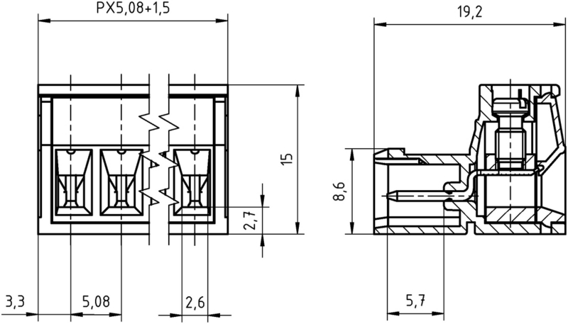 PTR Terminal Block AKZ950 3pin pitch 5.08 50950037028F
