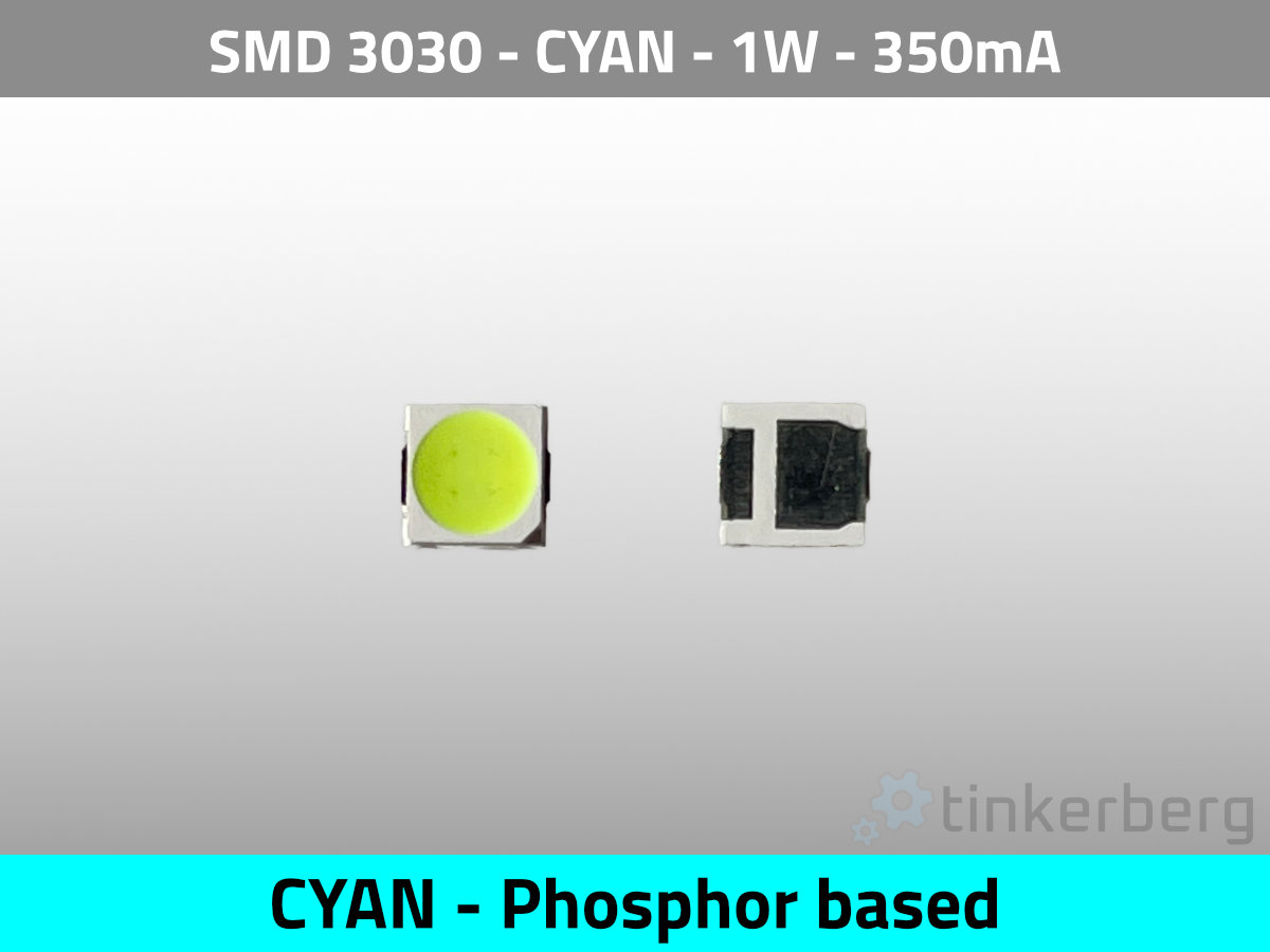 LED SMD 3030 Cyan 500nm 3V 1W 350mA 175lm — Top View