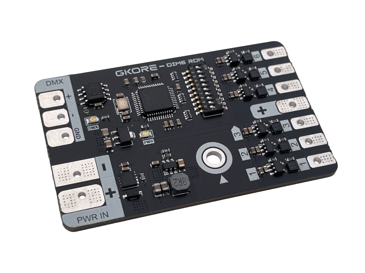 GKORE DIM6 DMX RDM 6ch LED Controller 30kHz 16Bit — Isometric View