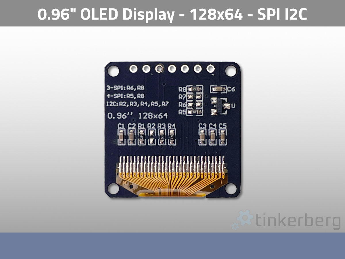 0.96" OLED Module 128x64 Pixel White - I2C/SPI 7 Pin-out