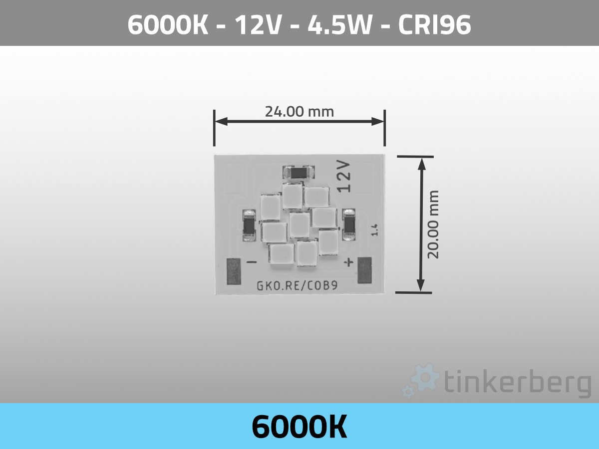 LED Module COB9 12V 4.5W 6000K CRI98 TLCI98