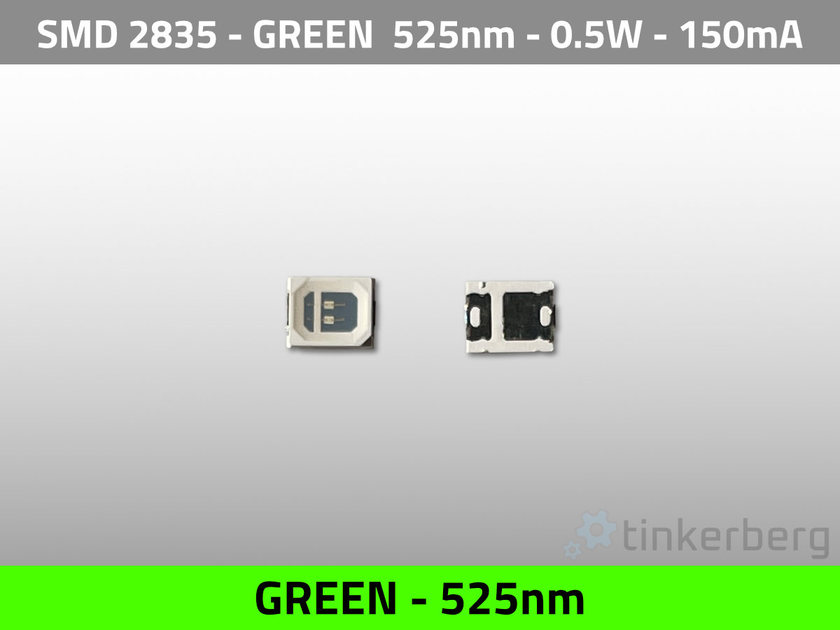 LED SMD 2835 Green 525nm 3V 0.5W 150mA 45lm