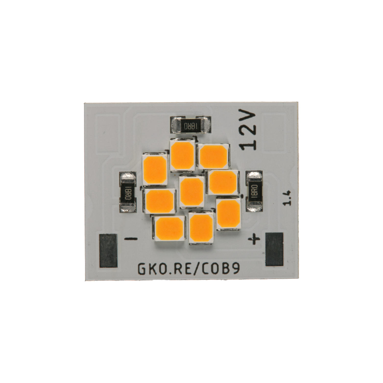 LED Module COB9 12V 4.5W 1600K Amber CRI96 — Top View
