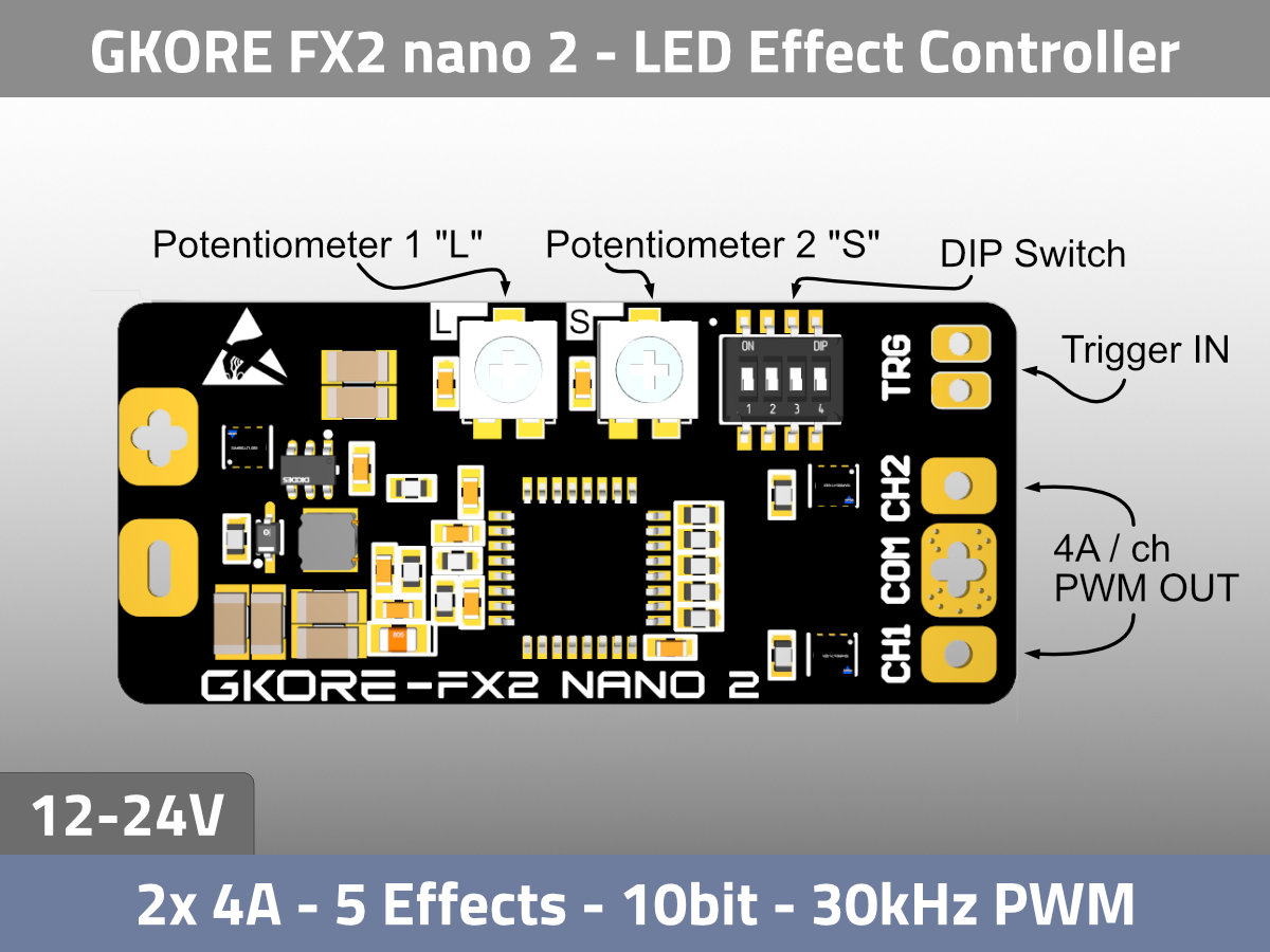 GKORE FX2 nano 2 - 2ch LED Effect Controller 12-24V
