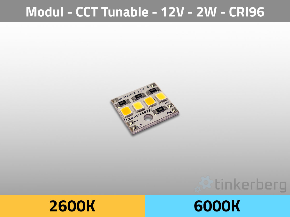 LED Module BAR2x2 CCT 2600K & 6000K 12V 2W HighOutput CRI96 — Isometric View