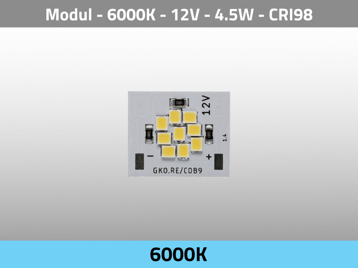 LED Module COB9 12V 4.5W 6000K CRI98 TLCI98