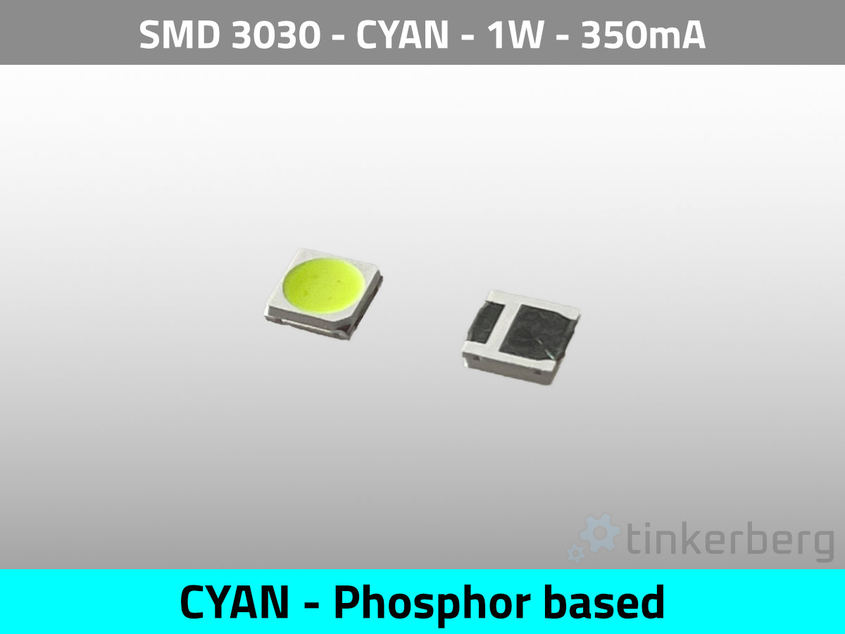 LED SMD 3030 Cyan 500nm 3V 1W 350mA 175lm — Isometric View