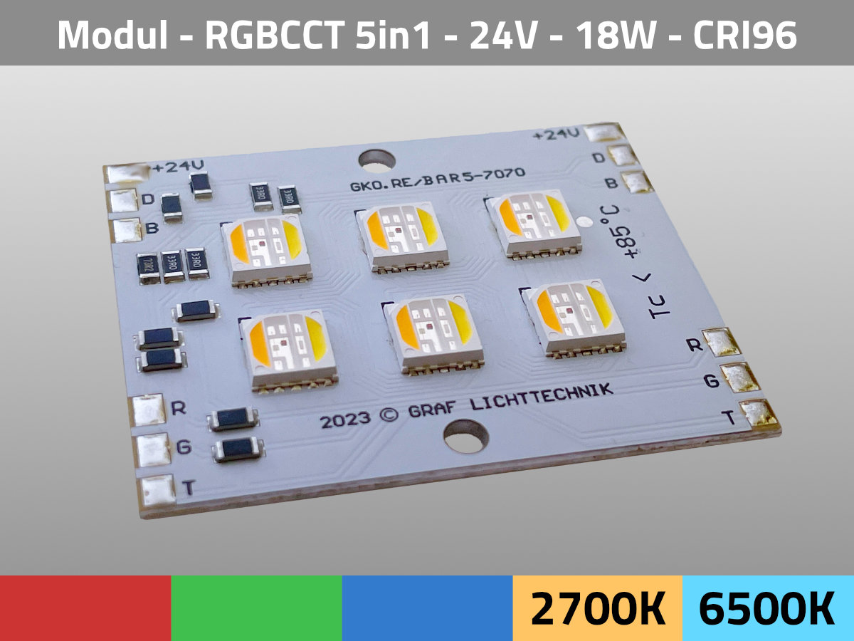 LED Module BAR5-7070 RGB CCT 2700K 6500K 24V 19W — Isometric View