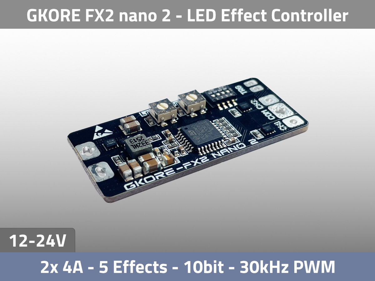 GKORE FX2 nano 2 - 2ch LED Effect Controller 12-24V — Isometric View